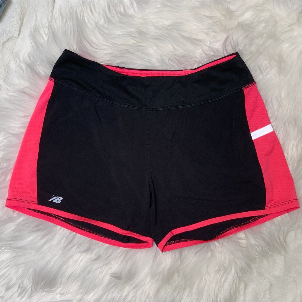 NEW BALANCE BLACK & HOT PINK ATHLETIC SHORTS